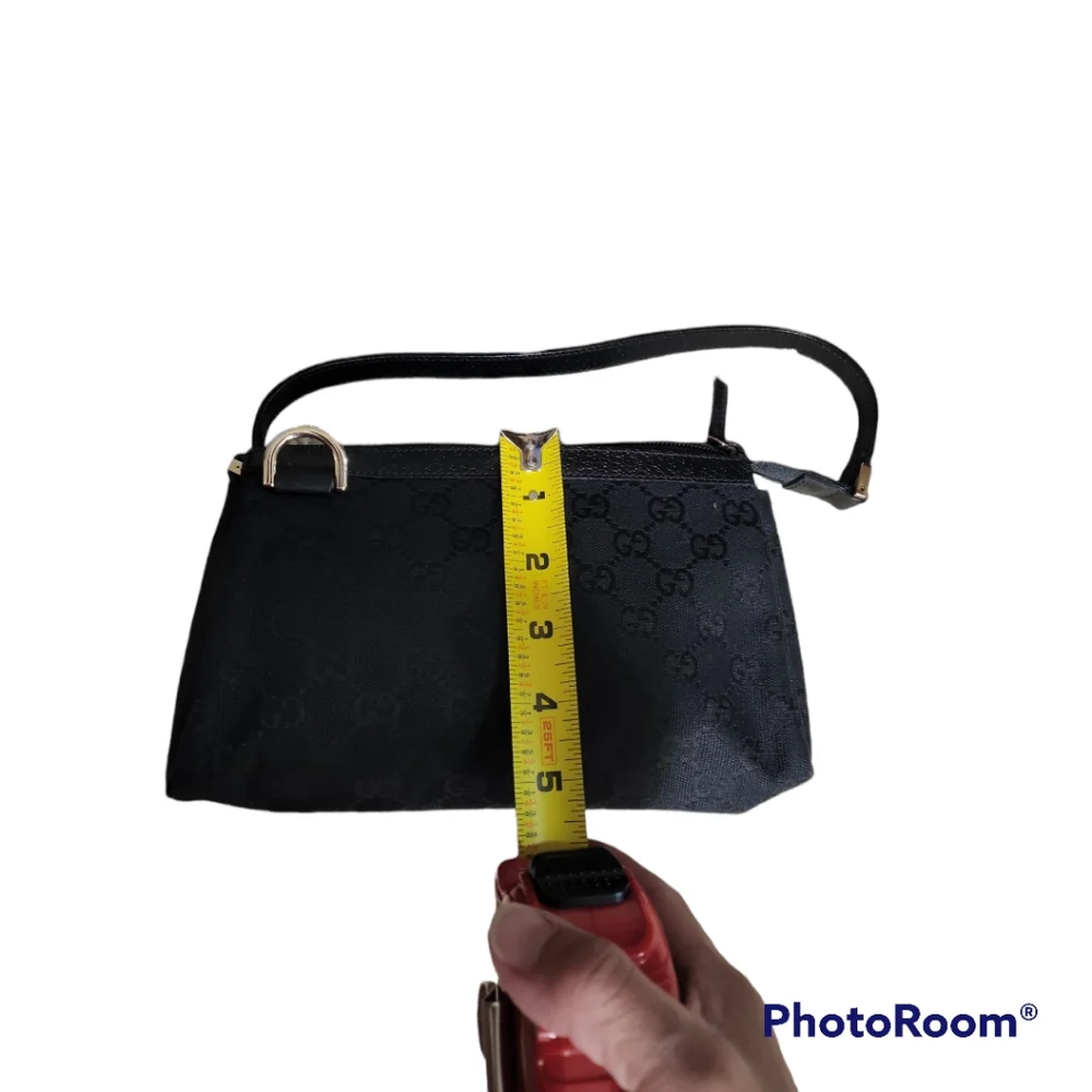 Gucci Black GG Canvas and Leather D Ring Abbey Pochette - Picture 8 of 14